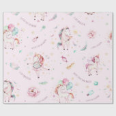 かわいいピンクのユニコーンは自分の魔法の赤ちゃんシャワーを作る ラッピングペーパー (フラット)