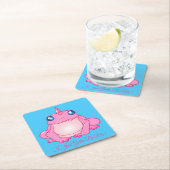 かわいいピンクのユニコーンカエル スクエアペーパーコースター (インサイチュ)