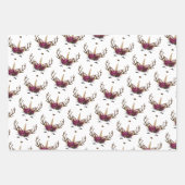 かわいいピンクのユニコーンクリスマスパターズピンク ラッピングペーパーシート (正面3)