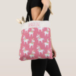 かわいいピンクのユニコーンパーソナライズされた模様 トートバッグ<br><div class="desc">かわいいピンクのユニコーントートバッグ。自分の名前でカスタマイズする。ギフト素晴らしアイディア。</div>
