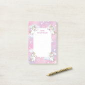 かわいいピンクのユニコーンパーソナライズされた（ユダヤ教の）バル・ミツバー ポストイット (デスク上)