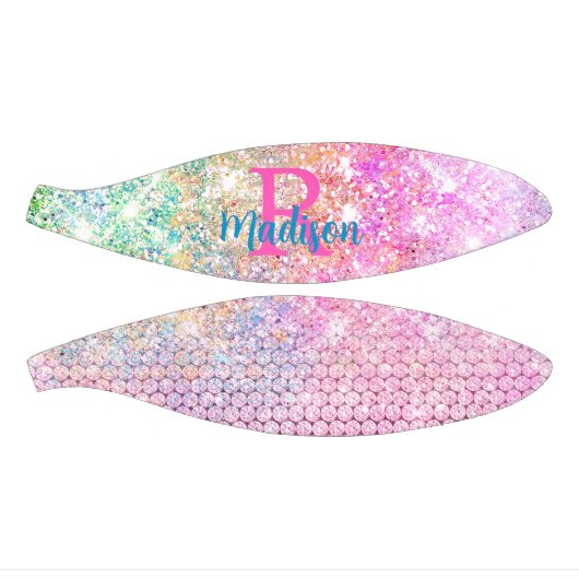 かわいいピンクのユニコーンフェイクグリッターモノグラム ミニバスケットボール (パネル)