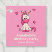 かわいいピンクのユニコーン女の子の誕生日パーティー フェイバータグ (正面)