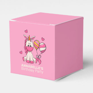 かわいいピンクのユニコーン女の子の誕生日パーティー フェイバーボックス