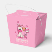 かわいいピンクのユニコーン女の子の誕生日パーティー フェイバーボックス (裏面サイド)