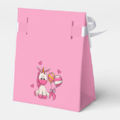 かわいいピンクのユニコーン女の子の誕生日パーティー フェイバーボックス (裏面サイド)