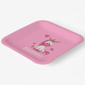 かわいいピンクのユニコーン女の子の誕生日パーティー ペーパープレート (傾斜あり)