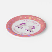 かわいいピンクのユニコーン女の子ツインズベビーシャワーパーティー ペーパープレート (アングル)