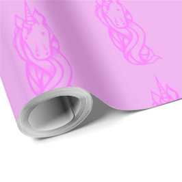 かわいいピンクのユニコーン柄マジカル ラッピングペーパー