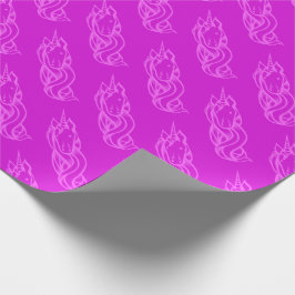 かわいいピンクのユニコーン柄マジカル ラッピングペーパー