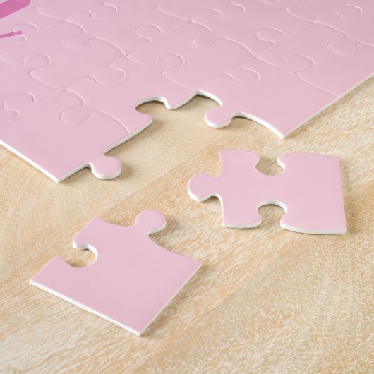 かわいいピンクのユニコーン虹の子供たちパーソナライズされた ジグソーパズル (側面)