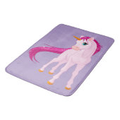 かわいいピンクのユニコーン風呂マット バスマット (アングル)