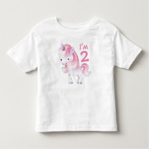 かわいいピンクのユニコーン（お子様の年齢で） トドラーTシャツ