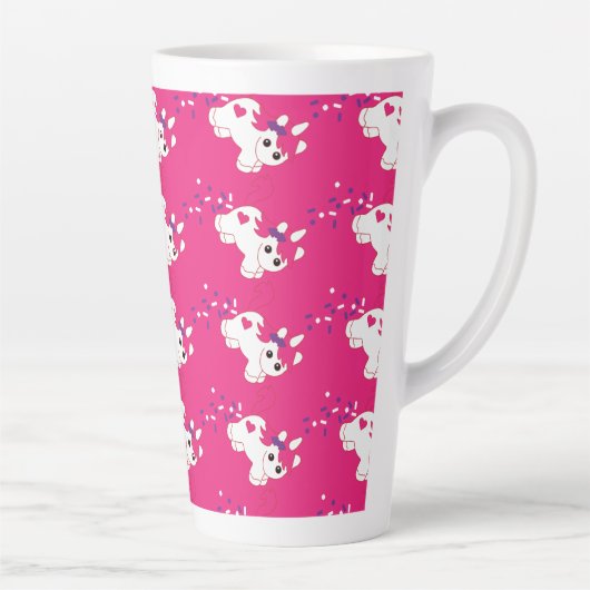 かわいいピンクのユニコーン カフェラテマグ (右)