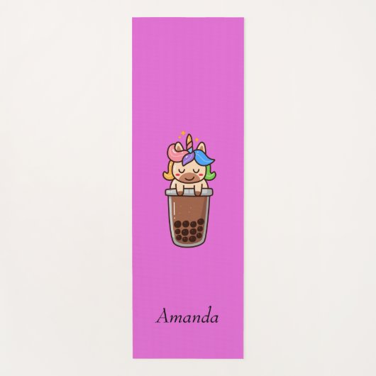 かわいいピンクのユニコーン ヨガマット (正面)