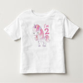 かわいいピンクのユニコーン 子どもの年齢 トドラーTシャツ (正面)