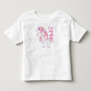 かわいいピンクのユニコーン 子どもの年齢 トドラーTシャツ