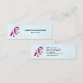 かわいいピンクのユニコーン（羽つき） スキニー名刺 (正面/裏面)