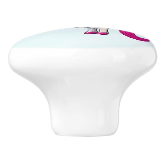 かわいいピンクのユニコーン（羽つき） セラミックノブ (側面)