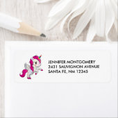 かわいいピンクのユニコーン(羽つき) ラベル (インサイチュ)