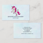 かわいいピンクのユニコーン（羽つき） 名刺 (正面/裏面)