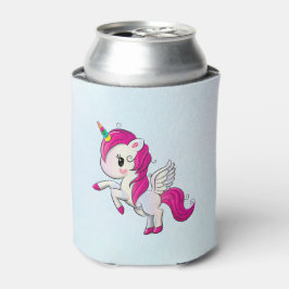 かわいいピンクのユニコーン（羽つき） 缶クーラー