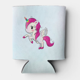 かわいいピンクのユニコーン（羽つき） 缶クーラー