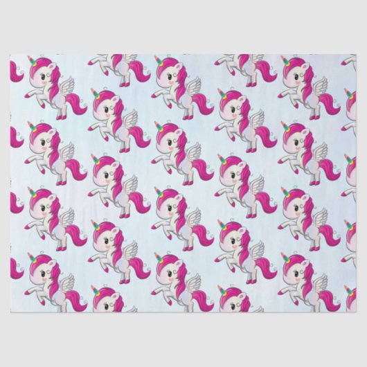 かわいいピンクのユニコーン（羽つき） 薄葉紙 (正面)