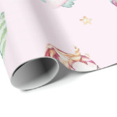 かわいいピンクのユニコーンBohoフローラ赤ちゃんシャワー ラッピングペーパー (ロールコーナー)