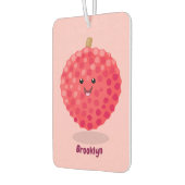 かわいいピンクのライチ漫画イラストレーション カーエアーフレッシュナー (左)