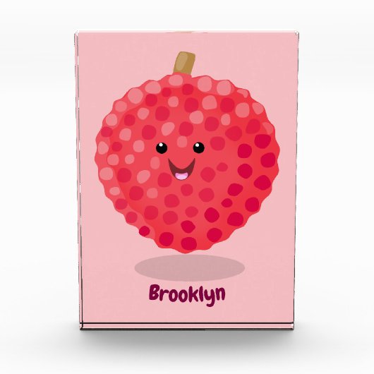 かわいいピンクのライチ漫画イラストレーション フォトブロック (正面)