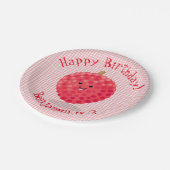 かわいいピンクのライチ漫画イラストレーション ペーパープレート (アングル)