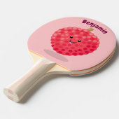 かわいいピンクのライチ漫画イラストレーション 卓球ラケット (正面アングル)