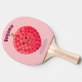 かわいいピンクのライチ漫画イラストレーション 卓球ラケット (横)