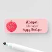 かわいいピンクのライチ漫画イラストレーション 名札 (インサイチュ)