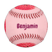 かわいいピンクのライチ漫画イラストレーション 野球ボール (正面)