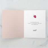 かわいいピンクのラズベリーの水彩画イラスト カード (内部)