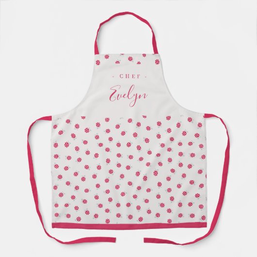 かわいいピンクのラズベリーパーソナライズされた料理エプロン エプロン (正面)