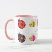 かわいいピンクのラブバグ マグカップ (左)