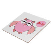 かわいいピンクのラブユーふくろうタイル タイル (側面)