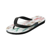 かわいいピンクのラマと緑のサボテン キッズビーチサンダル (アングル)