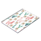 かわいいピンクのラマと緑のサボテン ノートブック (左側)