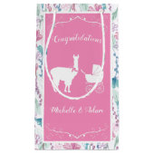 かわいいピンクのラマ少女の赤ちゃんシャワー スモールペーパーバッグ (正面)