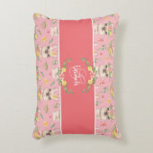 かわいいピンクのラマ柄小さな女の子コットン アクセントクッション (正面(垂直))