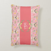 かわいいピンクのラマ柄小さな女の子コットン アクセントクッション (裏面(縦))