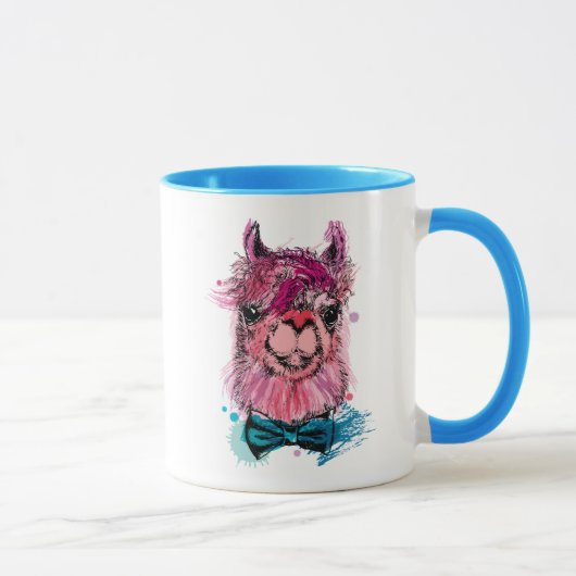 かわいいピンクのラマ マグカップ (右)