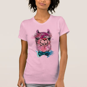 かわいいピンクのラマ Tシャツ