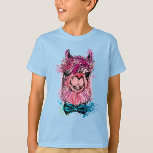 かわいいピンクのラマ Tシャツ