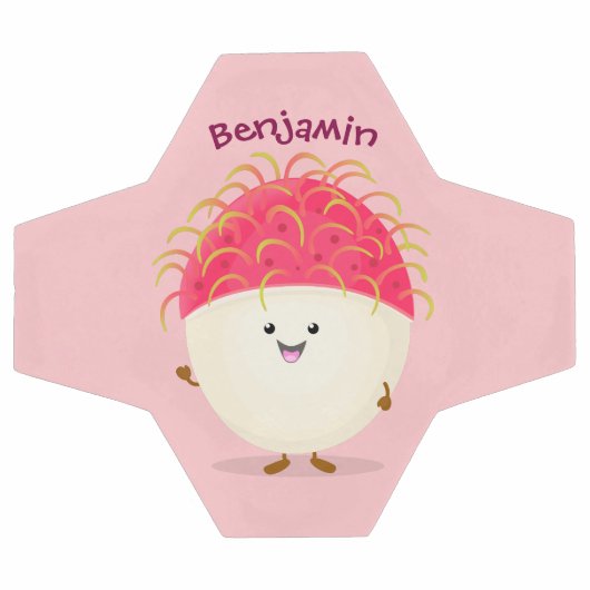 かわいいピンクのランブタン漫画イラストレーション サッカーボール (フラット)