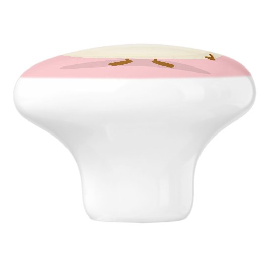 かわいいピンクのランブタン漫画イラストレーション セラミックノブ (側面)